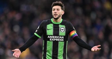 Adam Lallana in action for Brighton in the 2023-24 season