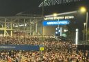 The queue for a train at Falmer Station after Brighton played Liverpool in the League Cup