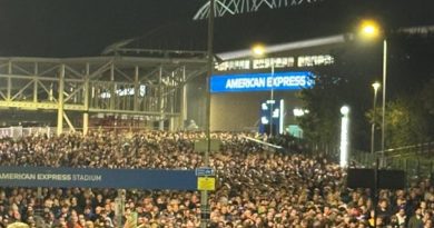 The queue for a train at Falmer Station after Brighton played Liverpool in the League Cup