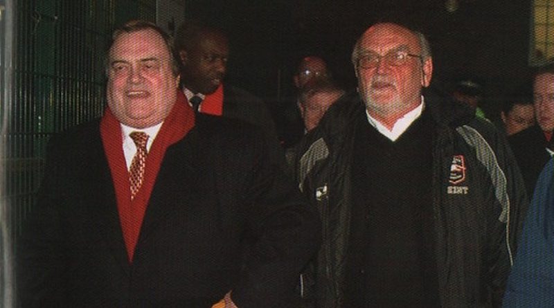 John Prescott with Brighton chairman Dick Knight after permission was granted for the Amex Stadium